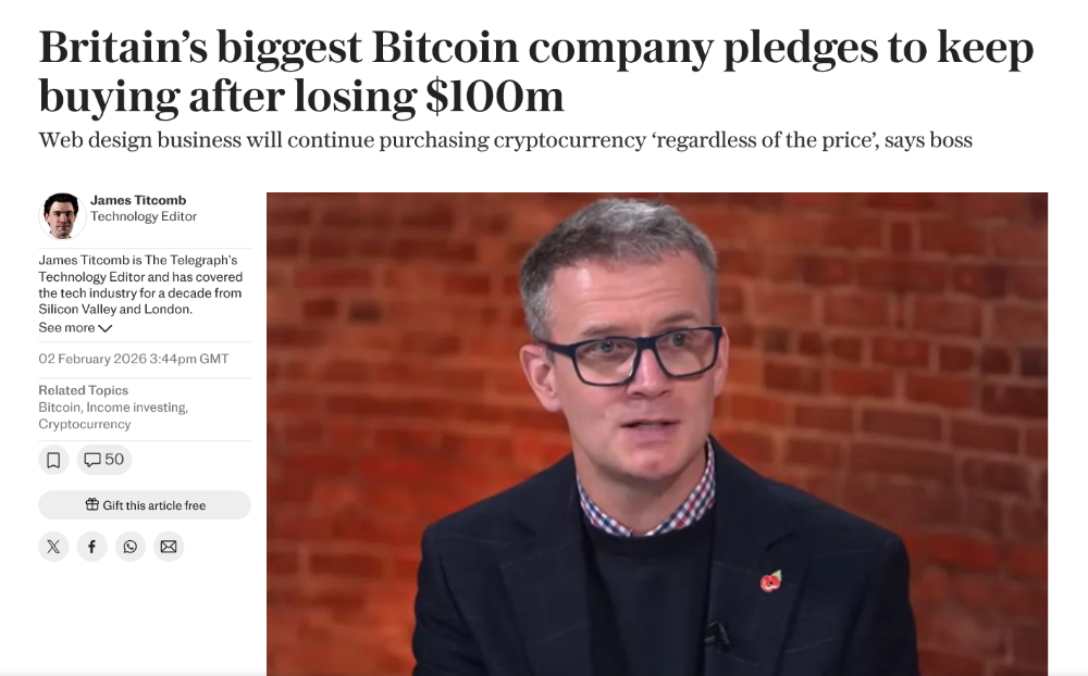 The Telegraph: Britain’s biggest Bitcoin company pledges to keep buying after losing $100m